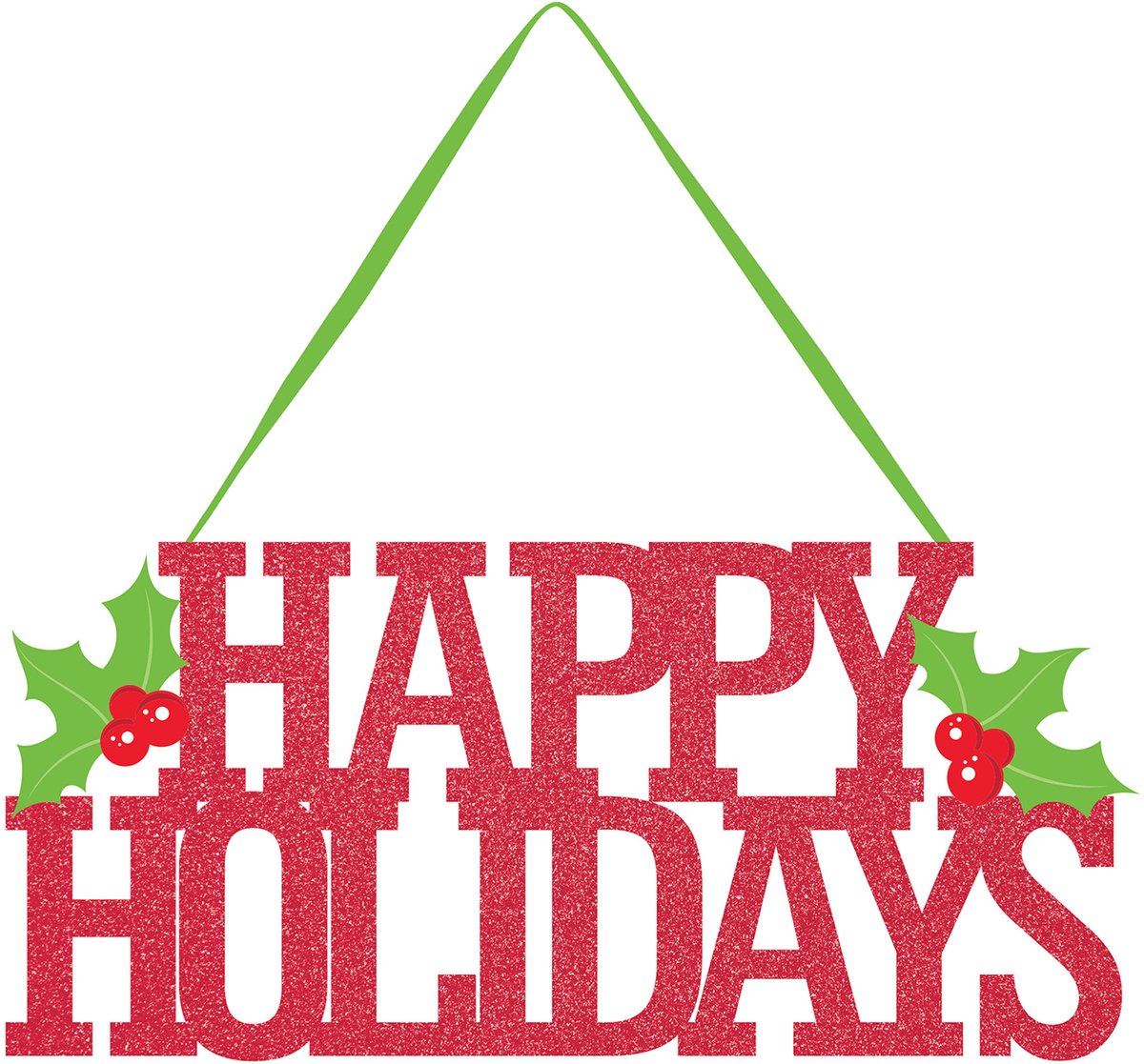 CREATIVE PARTY - Rode glitter "Happy Holidays" deurdecoratie 33 cm