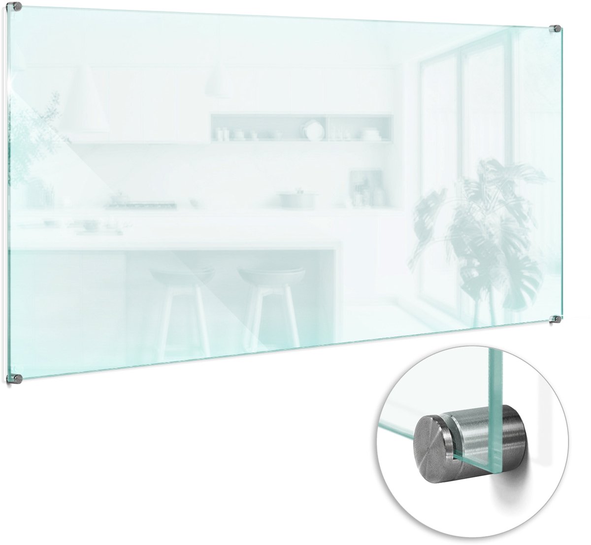 Wallfluent Transparante Keuken Achterwand - Helder Glas Achterwand Keuken - 120x60 cm - Keuken Achterwand Glas Transparant - Veiligheidsglas Achterwand Keuken - Doorzichtige Spatplaat Keuken - Glazen Spatplaat Transparant
