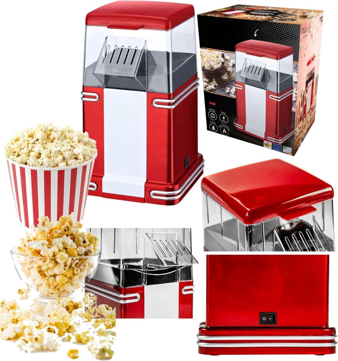 Zyrex® Popcornmachine - Popcornmachine - Popcornmachine Princess - Rood - 19cm x 23cm x 31cm