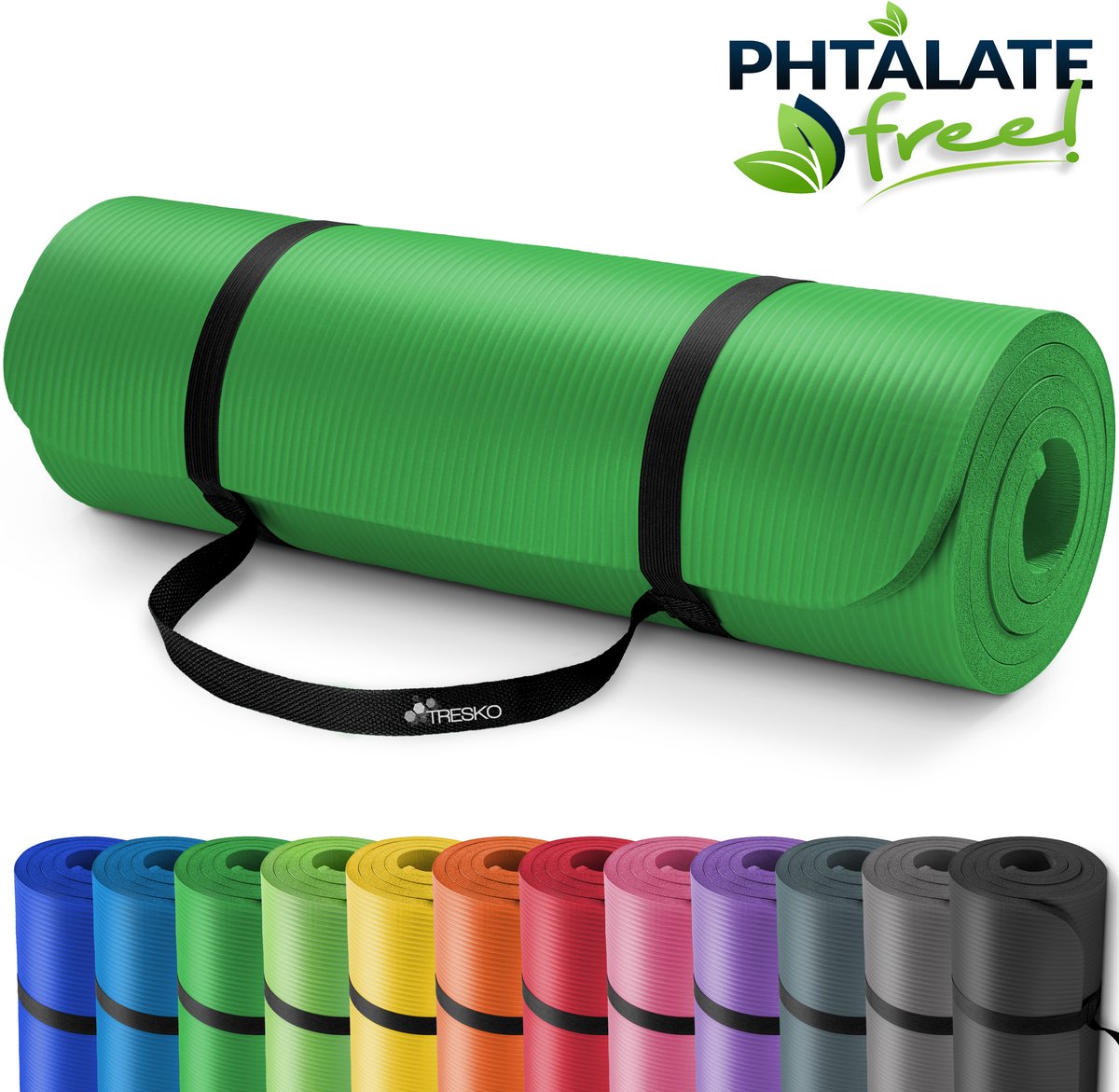 Yoga mat groen 190x100x15 cm dik fitnessmat pilates aerobics