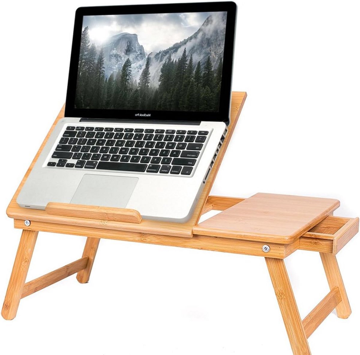 Opklapbare Bedtafel Bamboe - Verstelbaar Laptoptafel & Dienblad voor Bank of Bed