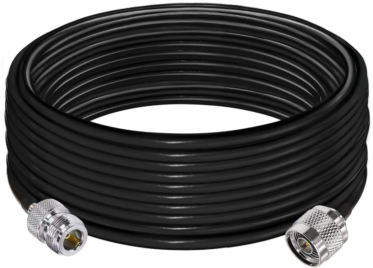 RG58 N-connector Verlengkabel 10 Meter - Laag Verlies voor WiFi Router, 3G/4G LTE Antenne