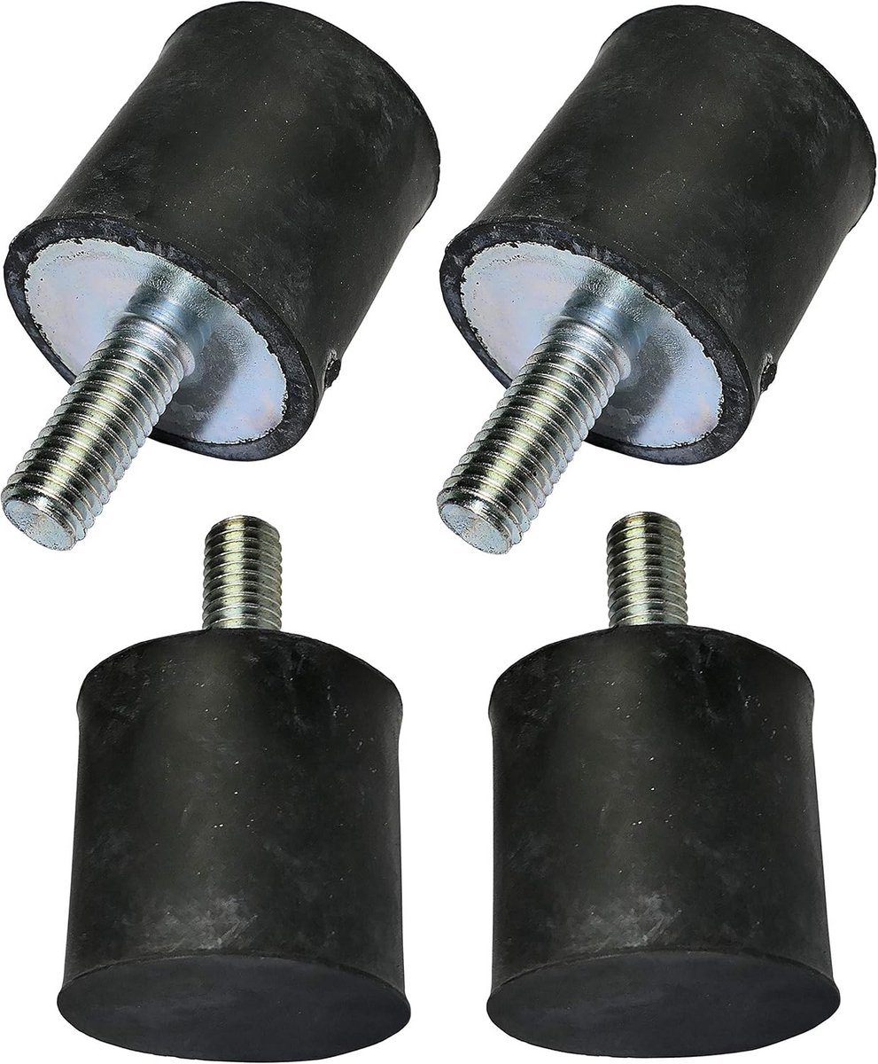 Set van 4 Trillingsdempers met M8 Schroefdraad - Rubber Voetjes voor Apparatuur - Ø30mm