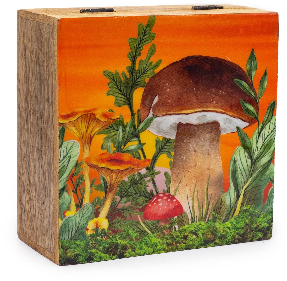 Ancient Wisdom Wierook - Grote vierkante doos 15x17,5x8cm - Paddenstoeldesign - geur - aroma - handgemaakt - wierookstokjes - incense - geurige stokken bordeauxrood