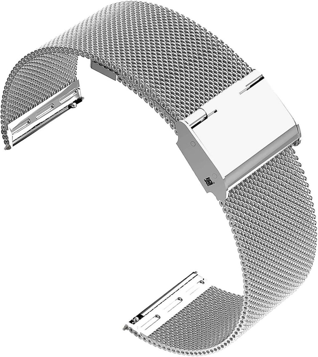Mesh geweven metalen horlogebandje met quick release sluiting voor mannen en vrouwen - Universeel bandje voor smartwatches - 22 mm - Zilverkleurig