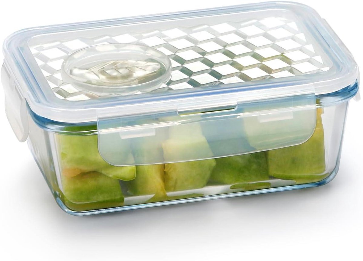 0.45L glazen voedselopslagcontainer met lekvrije luchtdichte deksels - maaltijdbereidingscontainers - magnetron- en ovenbestendig
