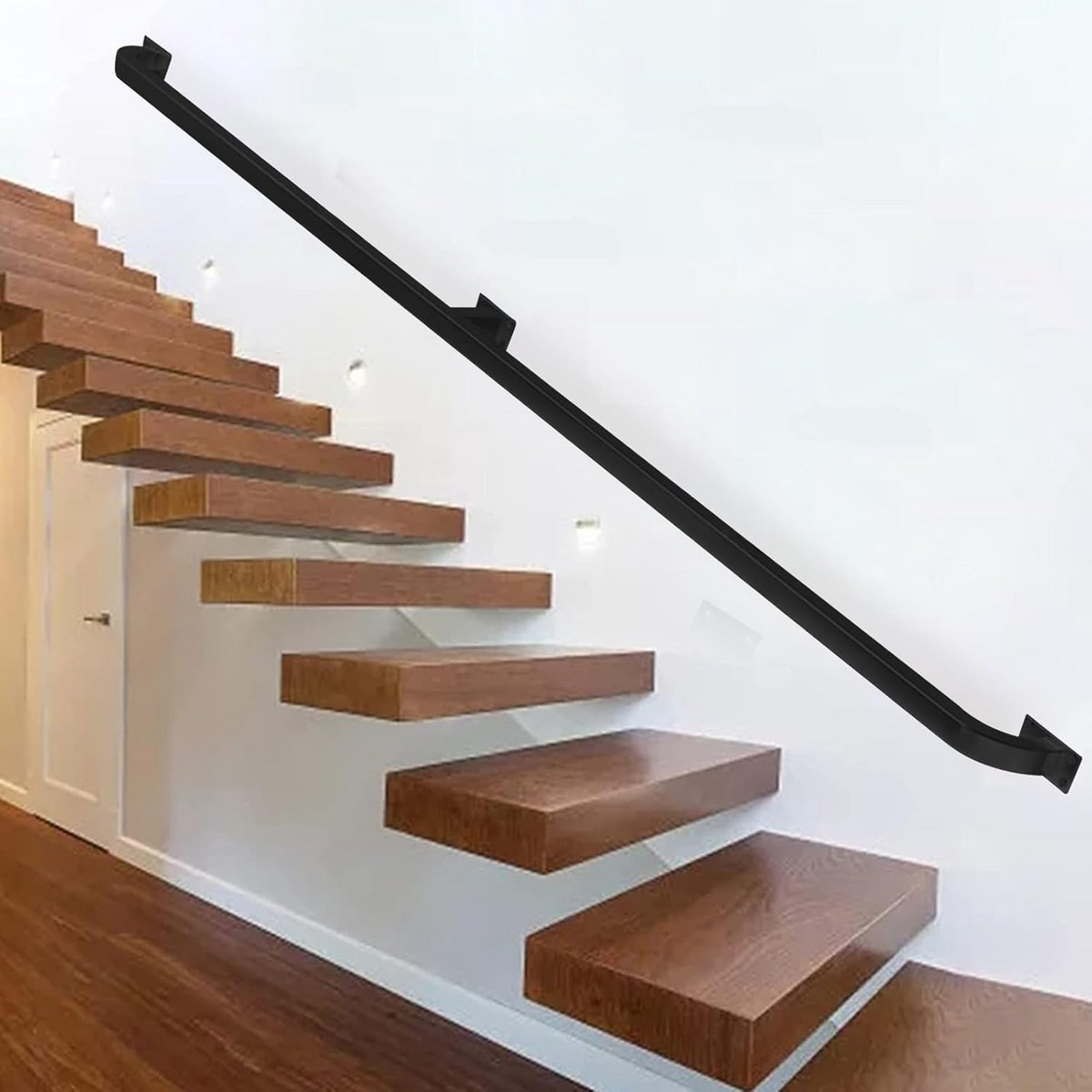 Industriële Trapleuning Zwart Metaal - Wandmontage voor Binnen en Buiten (100 cm)