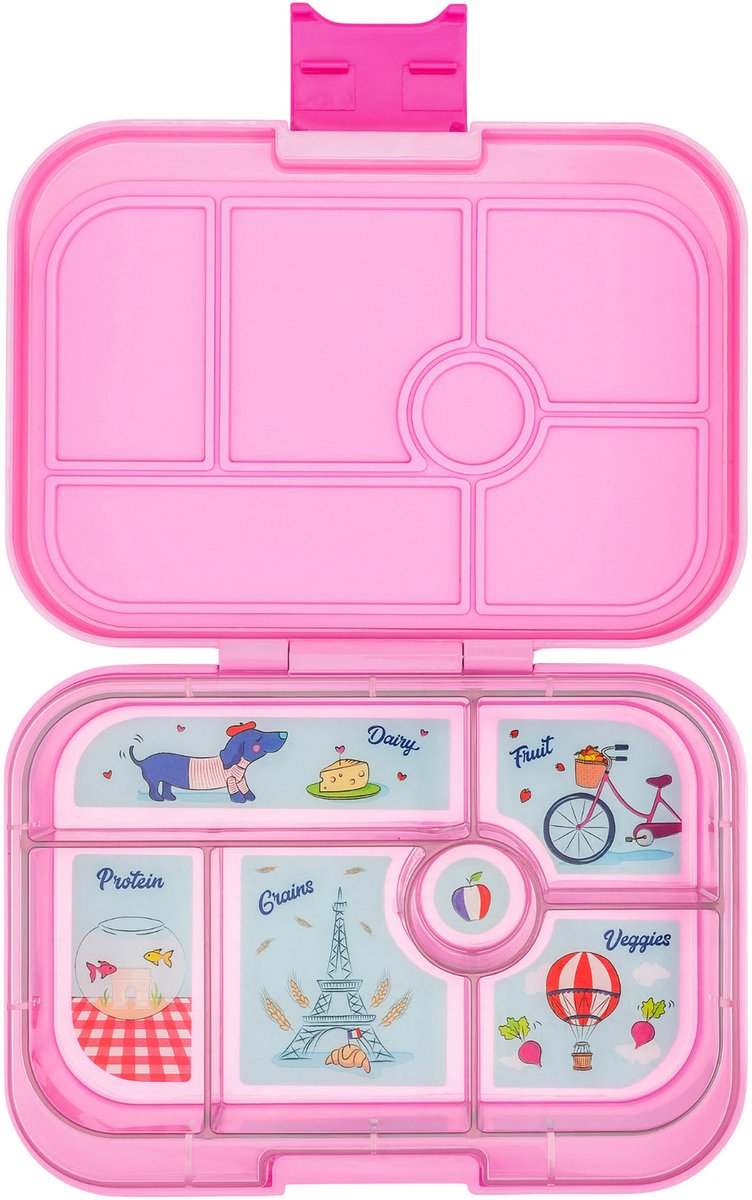 Yumbox Original - lekvrije Bento box lunchbox - 6 vakken - Power Pink / Paris tray