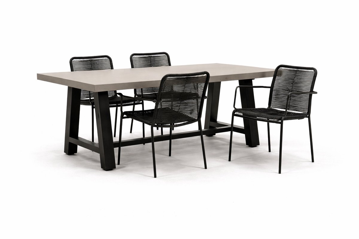 Tuinstoel Vita Luxor zwart met cento tafel 180 cm