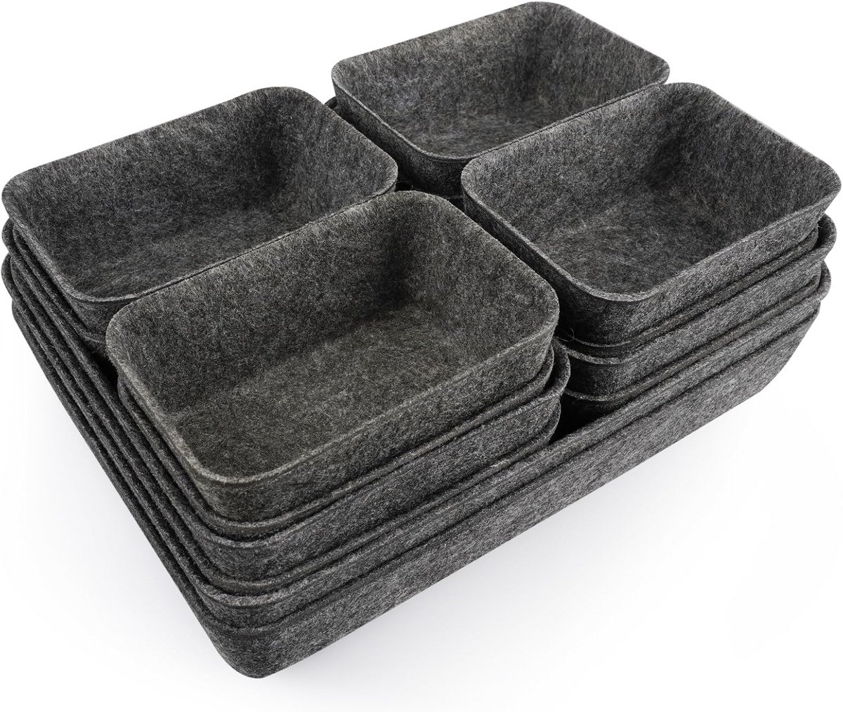 Set van 14 Vilten Lade-organizers in 3 Maten voor Make-up en Kantoor