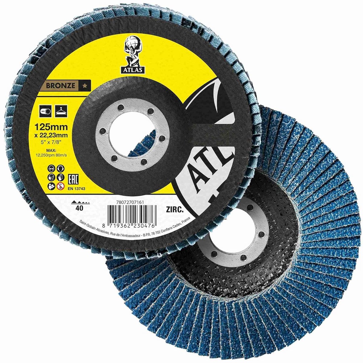 Conische Lamellenschijven Zirkonium | 125 mm | Korrel 80 | Set van 50 stuks Slijp- en Afwerkschijven