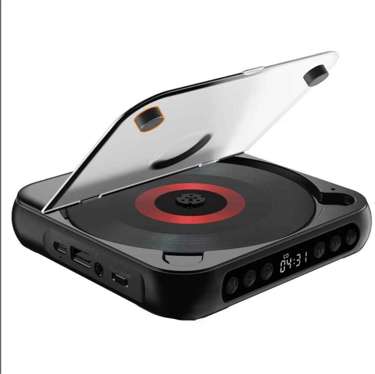 ElevateCommerce - Draagbare Bluetooth CD Speler met Speakers & USB-C Opladen – Portable CD Player met Display voor Thuis, Studie & Senioren – Zwart