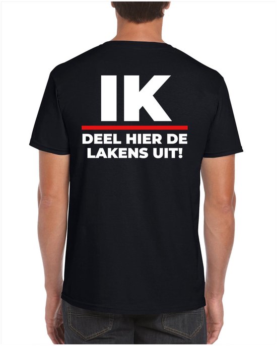 Bellatio Decorations Verkleed T-shirt voor heren - IK deel hier de lakens uit! - zwart - baas / collega L