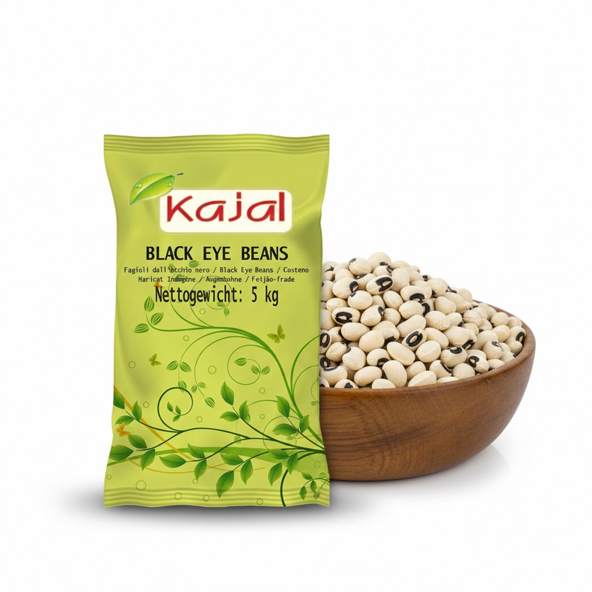 Kajal Zwarte Oogbonen 5 kg - Hoogwaardige gedroogde zwarte oogbonen voor salades, stoofschotels en bijgerechten - Rijk aan eiwitten, vezels en voedingsstoffen, ideaal voor een gezond dieet met Kajal Sticker