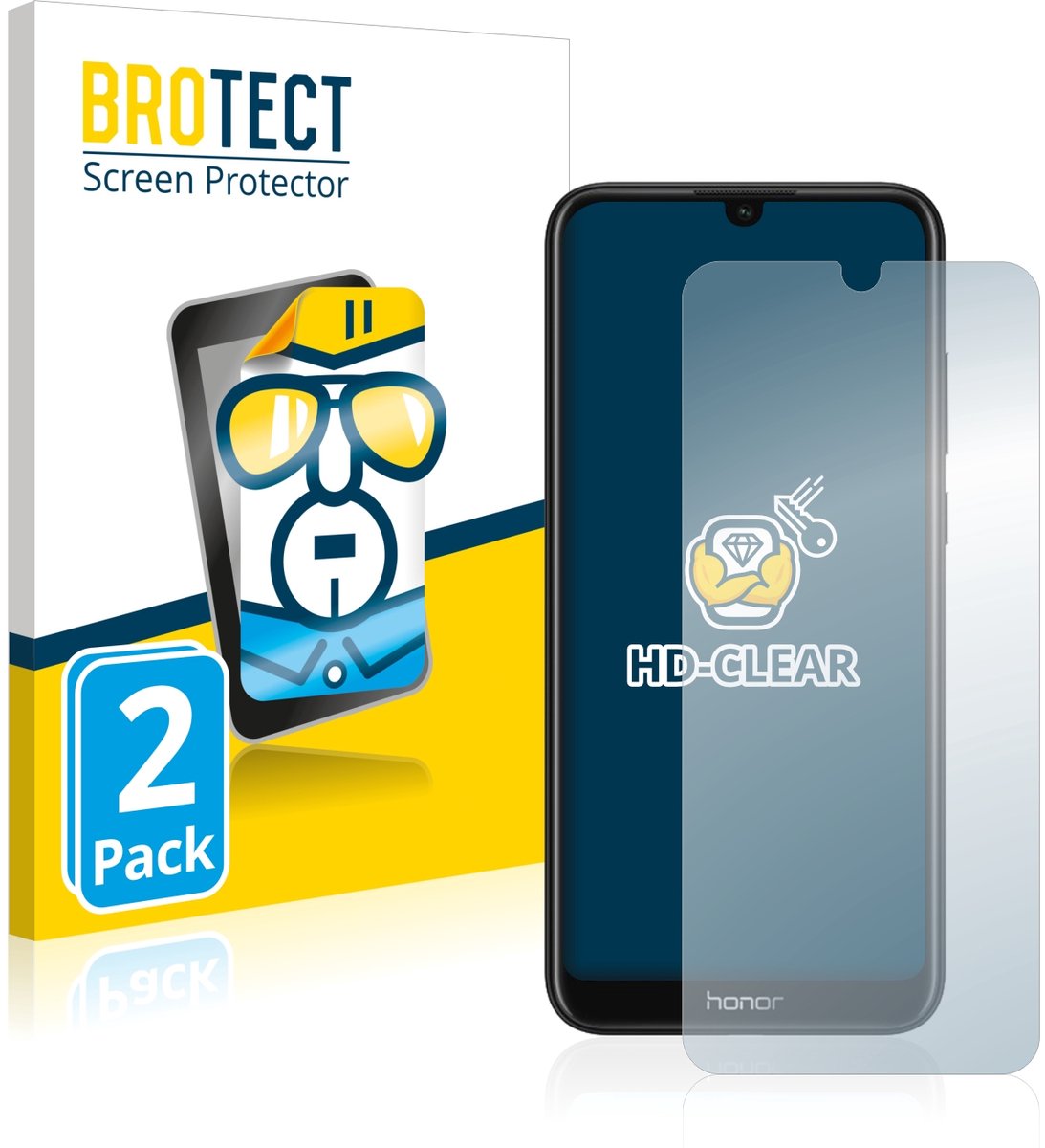 BROTECT - Screenprotector voor Honor 8A - Folie Beschermfolie transparant 2 Stuks