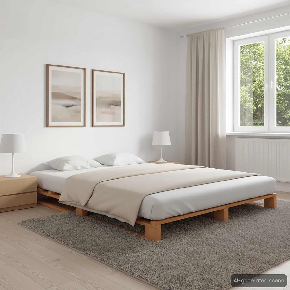 Bedframe Pallet van Massief Grenenhout 160x200 cm