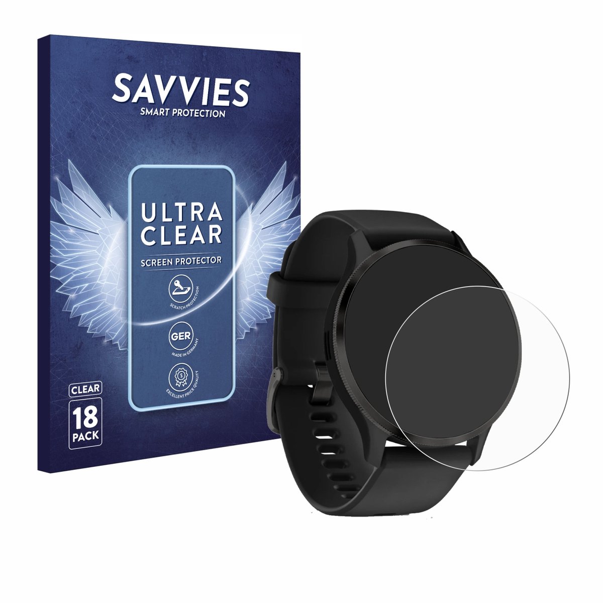 Savvies - Screenprotector voor Garmin Venu 3S - Folie Beschermfolie transparant 18 Stuks