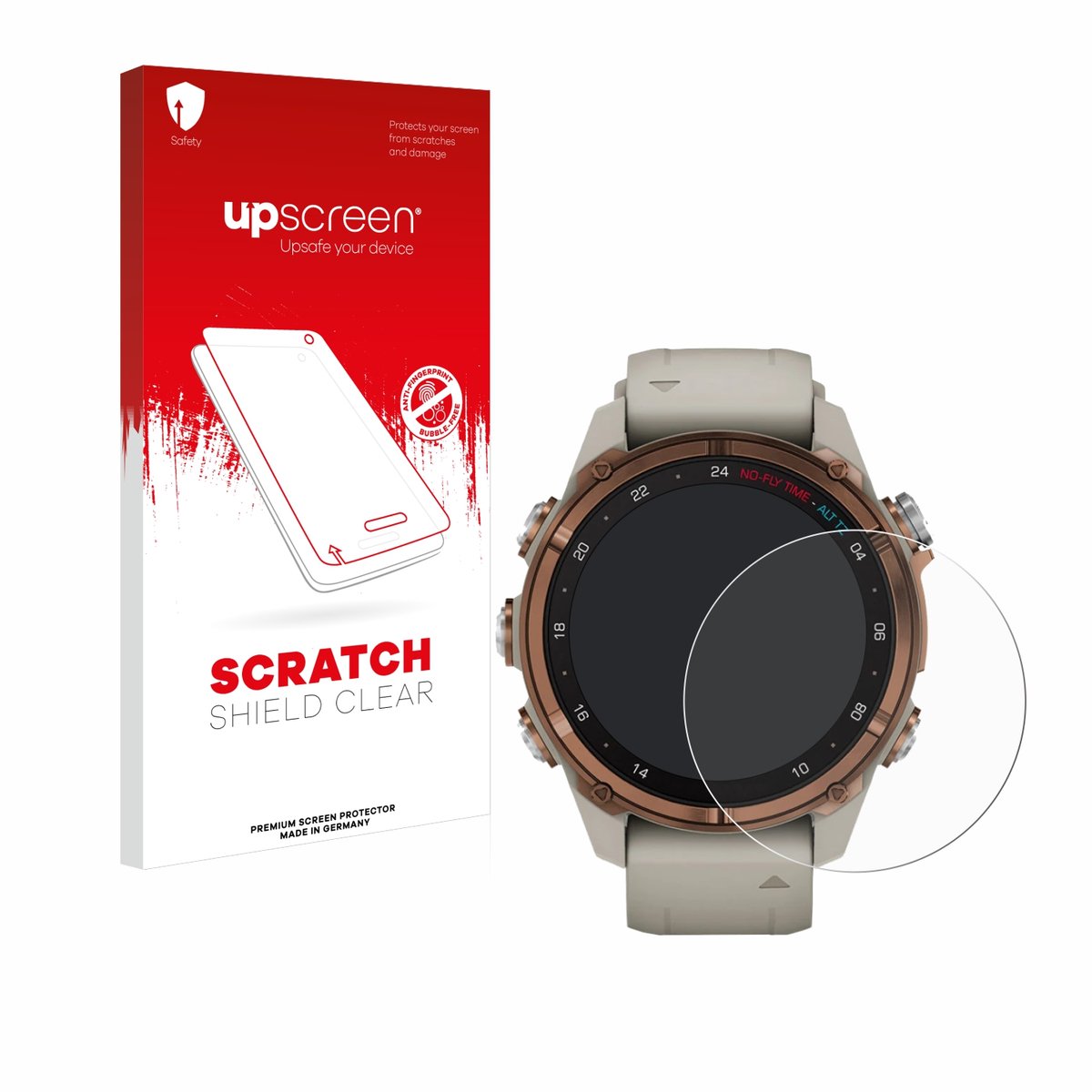 upscreen - Screenprotector voor Garmin Descent Mk3 (43 mm) - Folie Beschermfolie transparant
