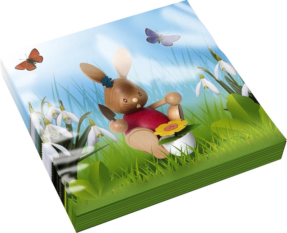 Paashaas Servetten Stupsi Ertsgebergte - 20 Stuks - 30x30cm Kwaliteit