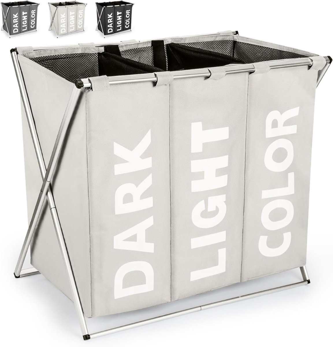 CLVP® Wassorteerder 3 Vaken - Wasmand - Wassorteerder - Lichtgrijs