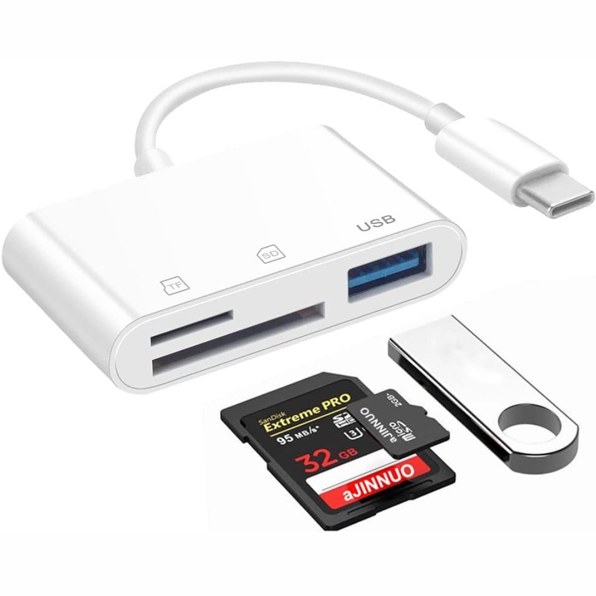 Quvo® Sd Kaart Lezer - SD-kaart - SD-kaartlezer USB-C- Wit- 18cm x 10cm x 1cm