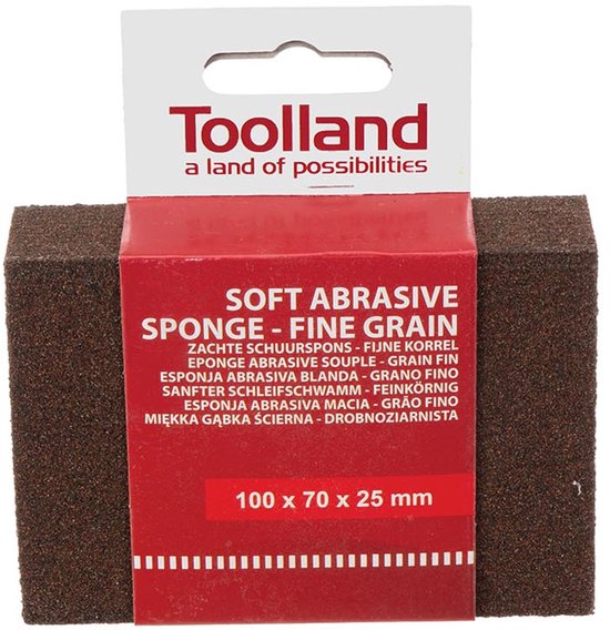 Bruine schuurspons met fijne korrel, Toolland.