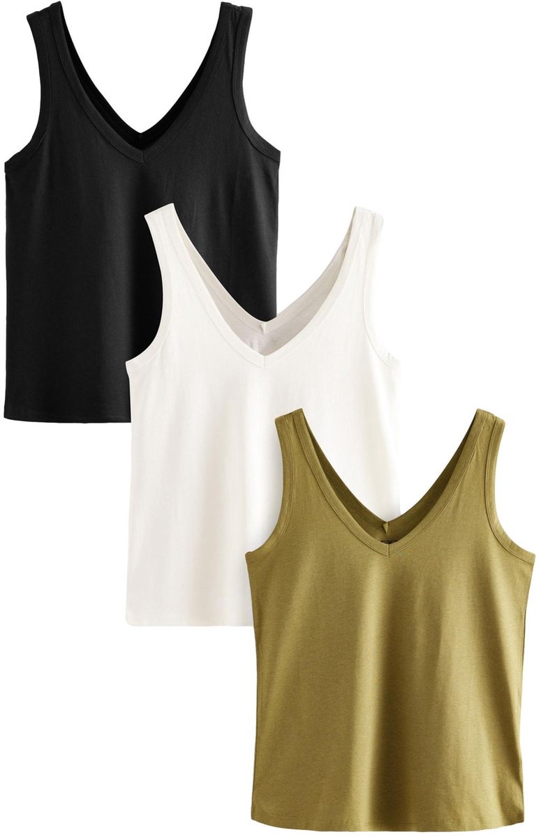 Next - Dames - Set van 3 loszittende modal hemdjes - Zwart