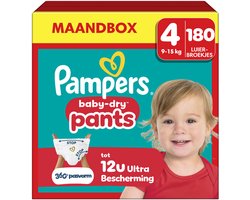 Pampers Baby-Dry Pants Luierbroekjes Maat 4 - 180 Luierbroekjes - 9kg-15kg - Maandbox