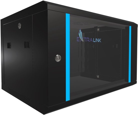 Extralink EX.7225, Rack monté sur le mur, 6U, 60 kg, Verrouillage des touches, Rails de rack, Noir