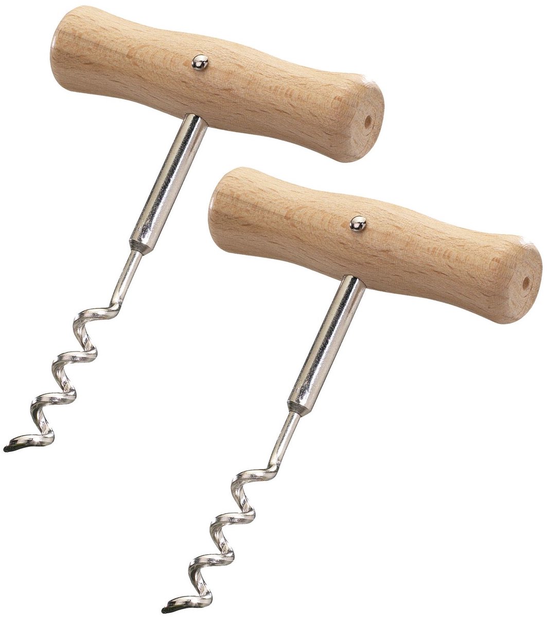 Westmark 2 kurkentrekkers, spiraal met kern, lengte: 10,4 cm, hout/staal, Woody, lichtbruin/zilver, 101222E3