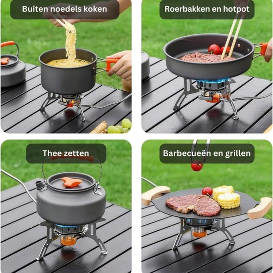 CLVP® Wokbrander - Kookbrander - Wok Brander - Met Slang en Regelaar - Propaan/Gas - Voor Buiten - Camping Kooktoestel Wind Proof –Zilver van Merkloos — afbeelding 2
