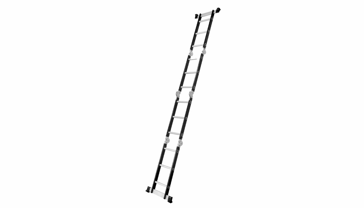 Baulich Scharnierende multifunctionele ladder met platform, 12 sporten - 90-337 cm, draagvermogen 125 kg, opvouwbaar, stabiel, corrosiebestendig, antislip sporten en voeten