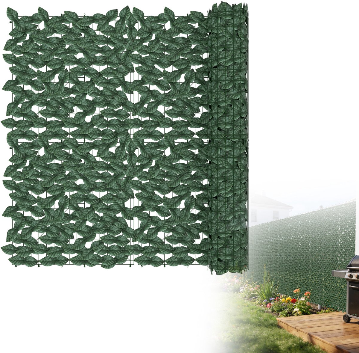 Froadp 100x1500cm Kunsthaag, plantenwand, kunstplanten, wanddecoratie, wandtuin, varen met kabelbinders