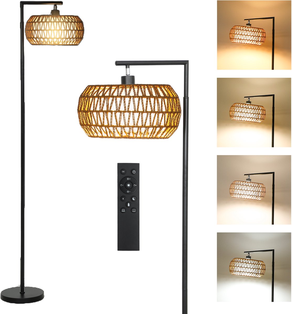 HOMCOM Vloerlamp - Staal - 52x33x170cm - Zwart