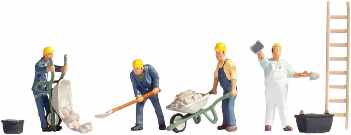 Bouwvakkers Figuren - Diorama Accessoires - Modelspoor Bouw - Schaal 1:120 - TT Spoor - Multicolor