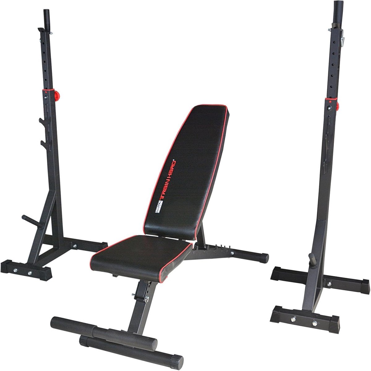Verstelbare Halterbank - Krukbank Schuine Bank - Krachttraining Thuis - Met Halterhouder - 125 x 170 cm - Zwart