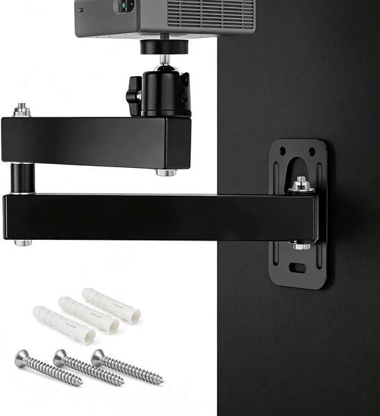 Universele projector muurbeugel 360° draaibaar 90° kantelbaar 35 cm arm metalen bevestiging plafond wand