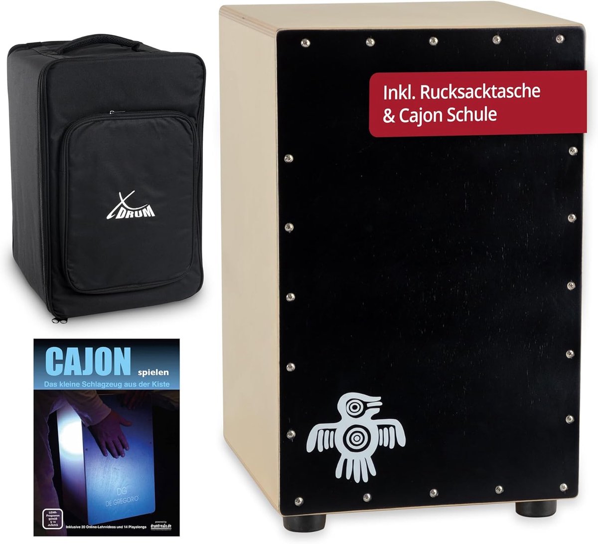 Percussie Cajon - Peruans Instrument - Muziek Maken - Verstelbare Snare - 48 cm Hoog - Zwart