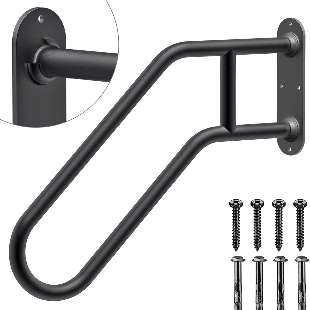 Veiligheidsgreep - Steun voor trede - Ondersteuning bij traplopen - Robuust metalen ontwerp - 64 cm lengte - Mat grijs