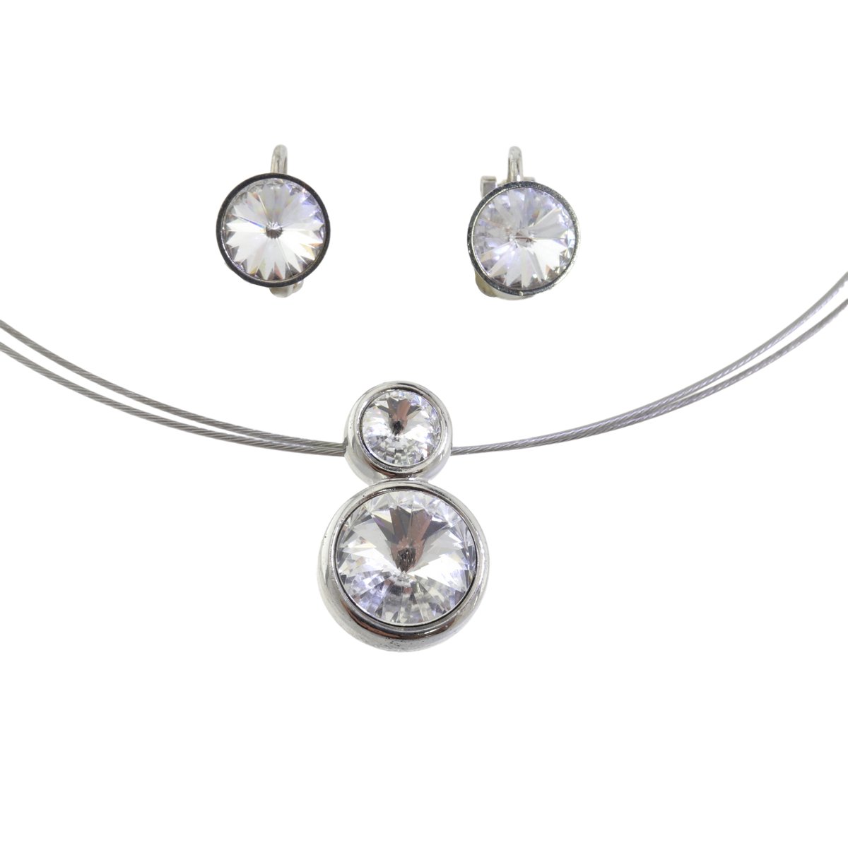 Behave - Ketting - Zilverkleurige Ketting en Clip Oorbellen Set met Components Kristallen - Inclusief Geschenkverpakking
