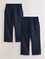 Next - Jongens - Reguliere schoolbroeken met elastische taille en rechte pijpen, 2 stuks - Blauw