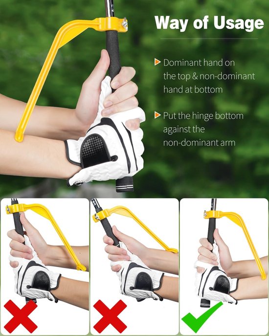 2 Stuks - Golftraining Polsscharnier - Golftrainer Swinghulpmiddel - Swingcorrectie Trainer Tool - geschikt voor golfbeginners - 20×10cm - geel — afbeelding 5
