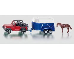 SIKU 1651, Jeep Wrangler met Paardenhanger, metaal/kunststof, incl. 1 speelgoedpaard