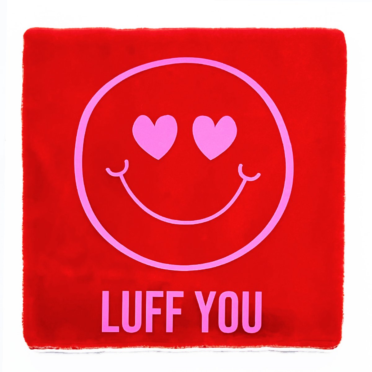 Snoes Spreuktegel - Luff You - Rood Keramiek met Roze Vinyl - 10x10 cm - Handgemaakte Spaa