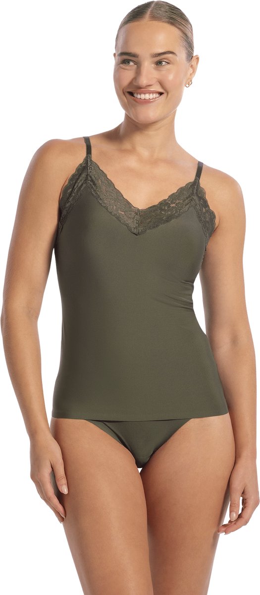 Ten Cate Secrets spaghetti top met kant forest mist voor Dames | Maat L