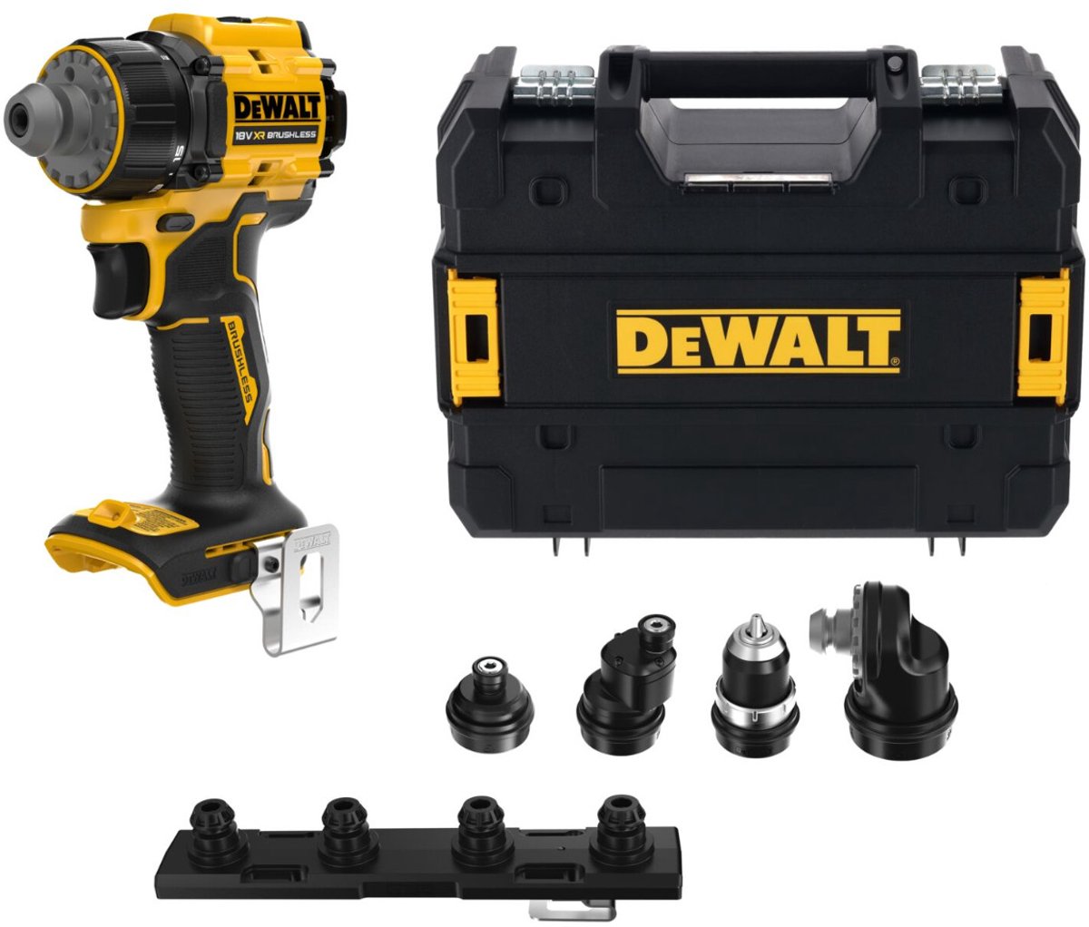 DeWALT DCD803NT Multi-head accu schroefboormachine + 4x hulpstukken 18V XR Basic Body in TSTAK