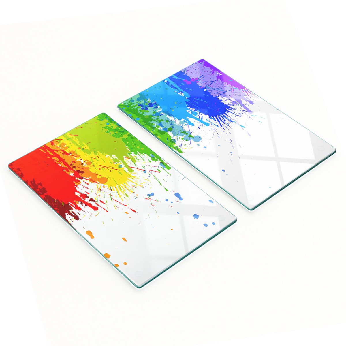 Decoratieve snijplanken van gehard glas met regenboogstippen, 2x30x52 cm