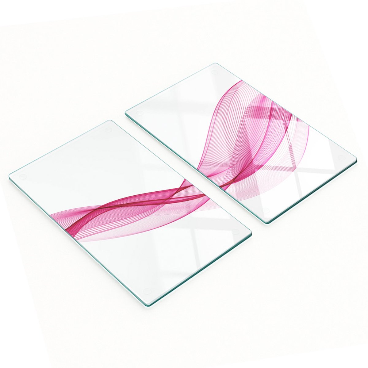 Decoratieve snijplanken van gehard glas met roze strepen, 2x30x52 cm