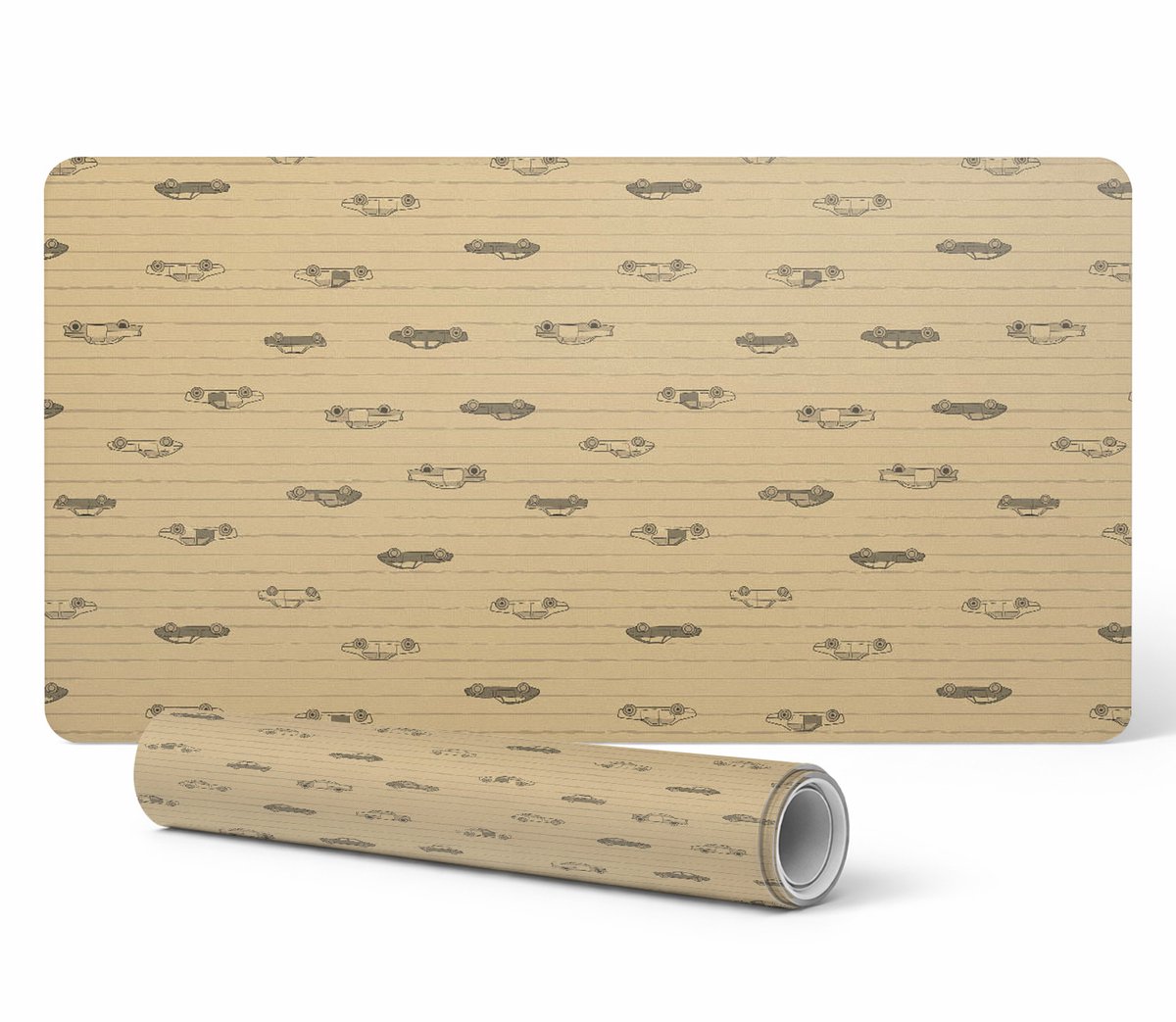 Antislip muis- en toetsenbordmat met retro vliegtuigjespatroon, 120x60 cm