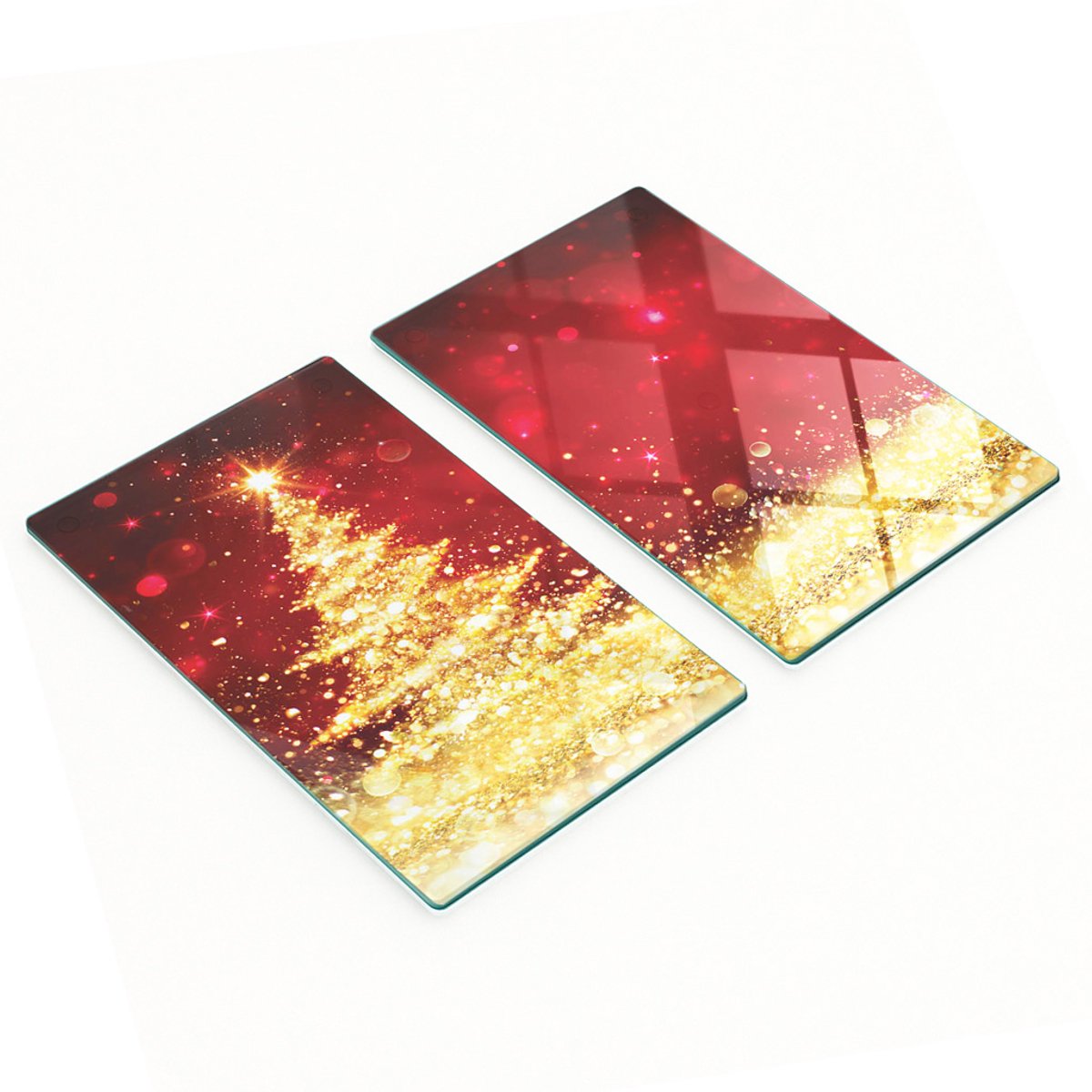 Multifunctionele decoratieve glazen borden met kerstboomprint 2x30x52 cm